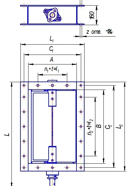 Клапаны пылегазовоздухопроводов прямоугольные 1-осные