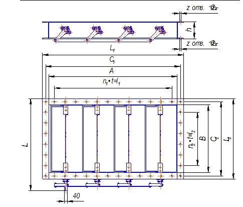 Клапаны пылегазовоздухопроводов прямоугольные 4-осные